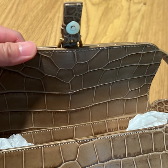 Authentic By Far Miranda Taupe Croco Embossed Leather - Picture 3 of 5